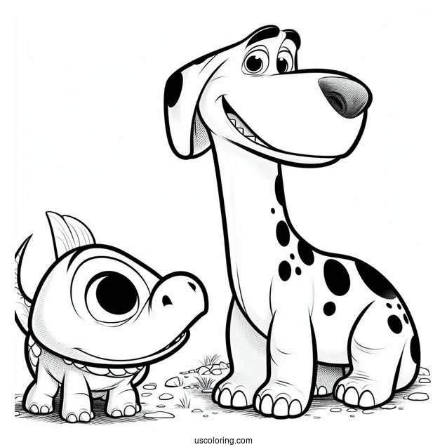 Pixar Coloring Page of Spot And Arlo Of The Good Dinosaur
