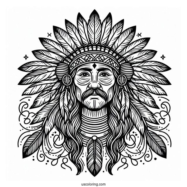 Native American Coloring Page Indian Chief