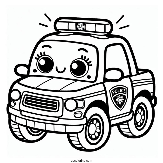 Poli Police Car Coloring Page For Preschoolers