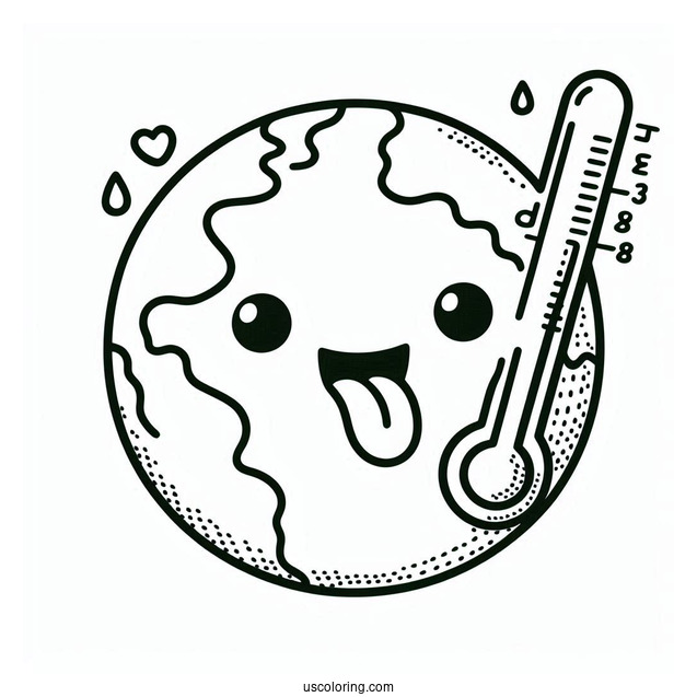 Sick Earth With A Thermometer In Its Mouth