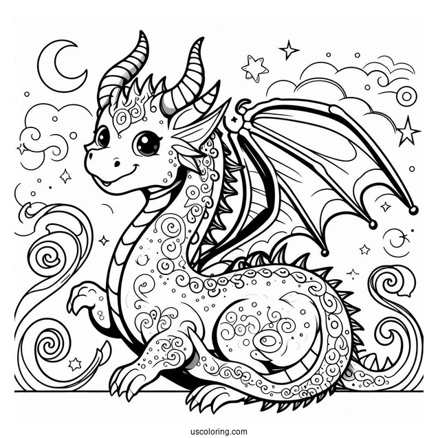 Easy To Color Dragon For Toddlers