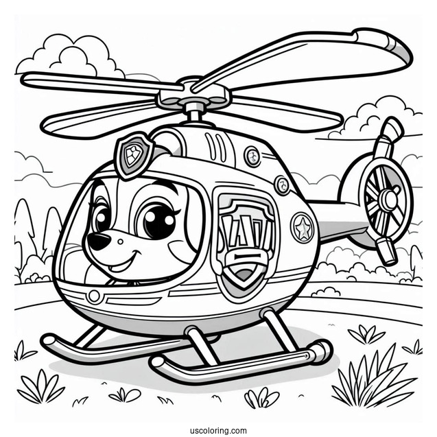 Skye In Helicopter From Paw Patrol To Color