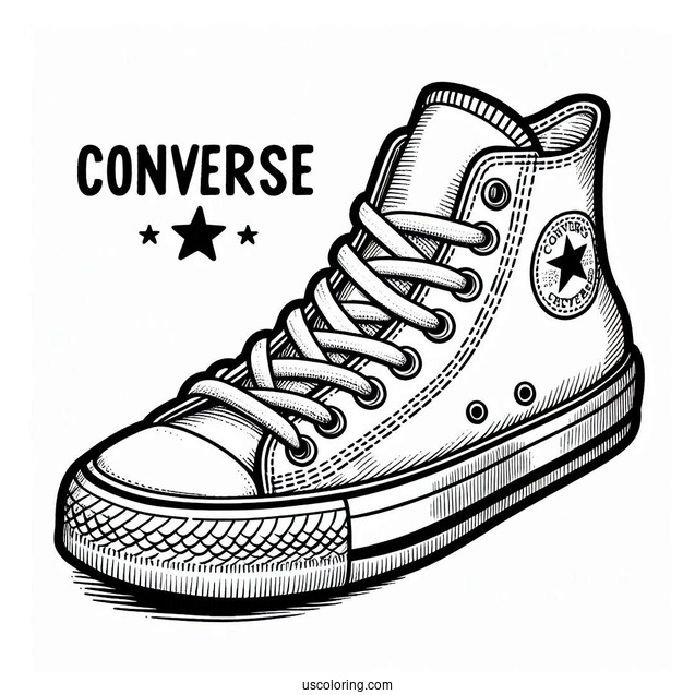 Coloring Sheet Of Converse Chuck Taylor For Kids