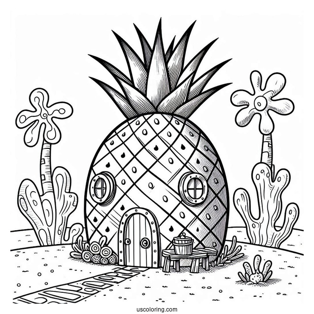SpongeBob Pineapple House Coloring Page