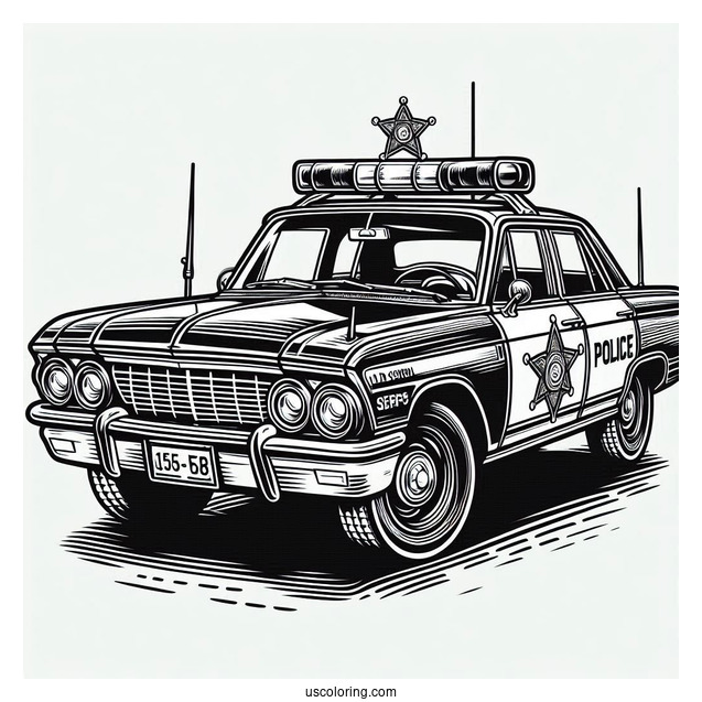 Old School Police Sheriffs Car To Color