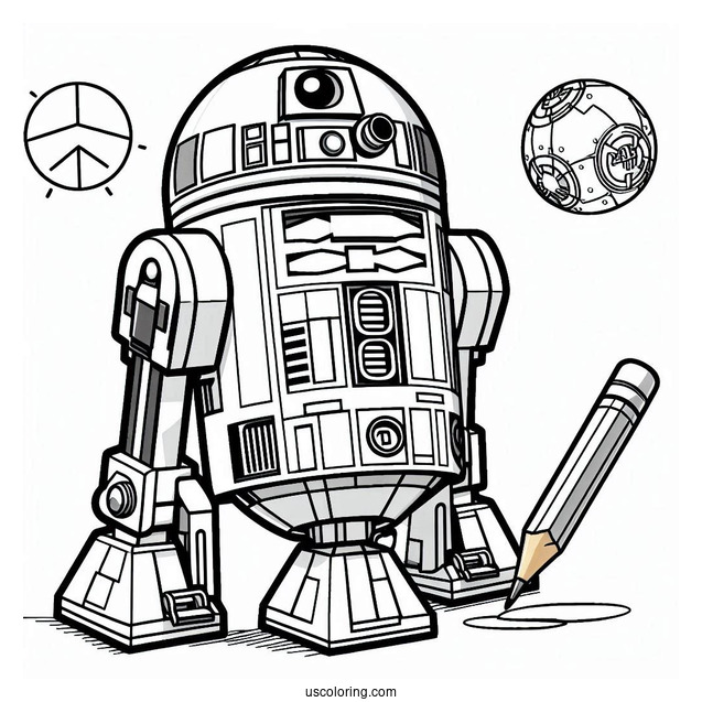 Lego R2-D2 Coloring Page For Kids