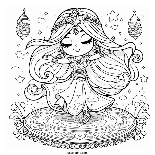 Shimmer And Shine Coloring Page Balancing On A Magic Carpet