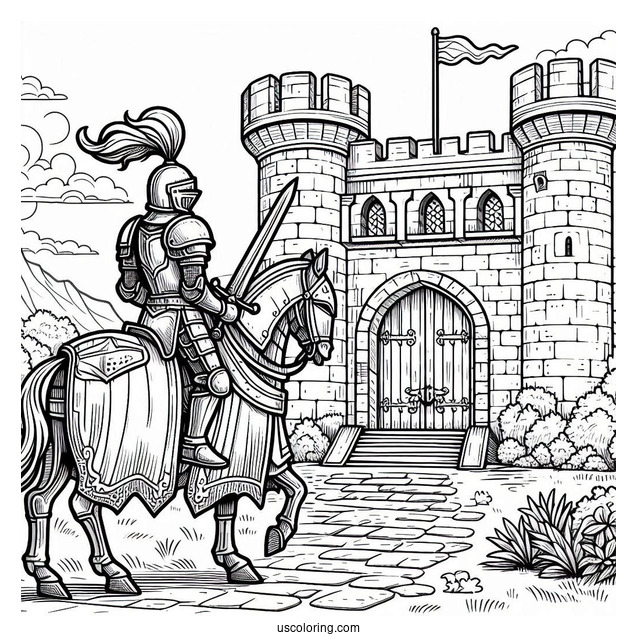 Detailed Knight Entering Castle