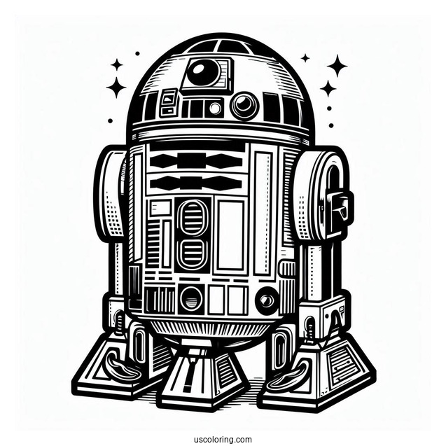 R2-D2 Coloring Page For Kids