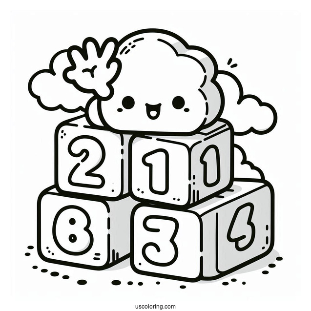 Numberblocks Coloring Page 1 to 10 Waving