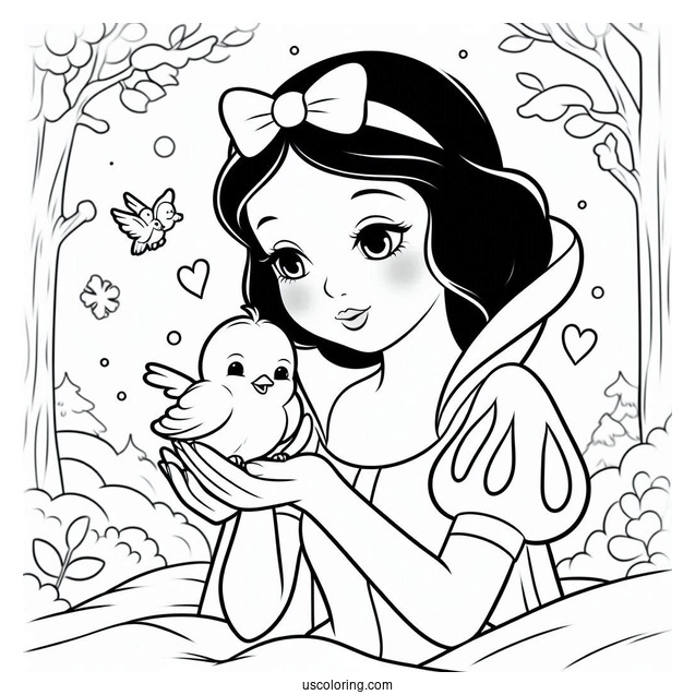 Snow White Holding a Baby Bird