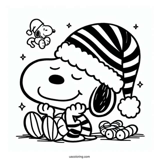 Snoopy Elf Coloring Sheet