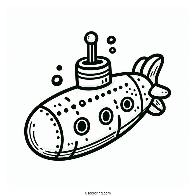 Easy Submarine Coloring Page Outline For Kids