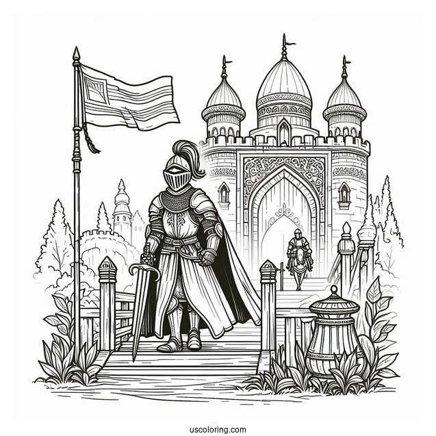 Detailed Knight Entering Castle