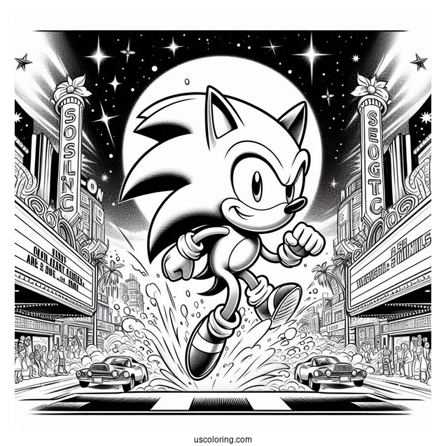 Sonic Movie Poster Coloring Sheet