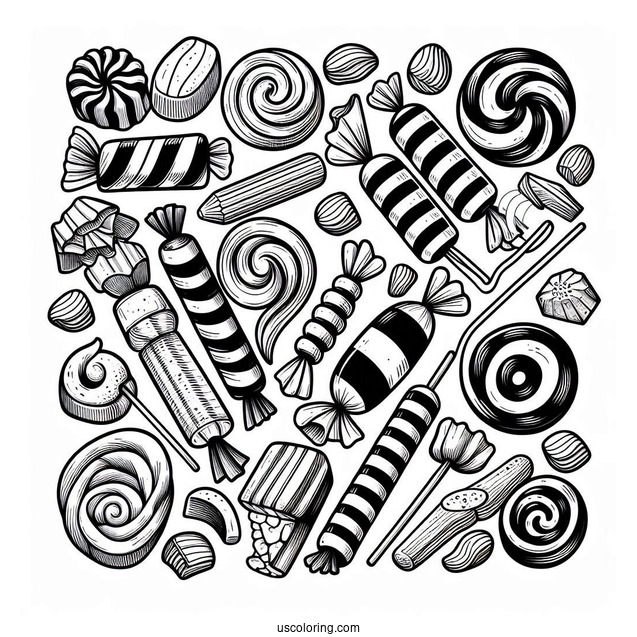 Assorted Licorice Coloring Page
