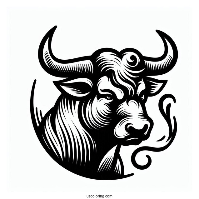 Easy Outline Of Fighting Bull Coloring In