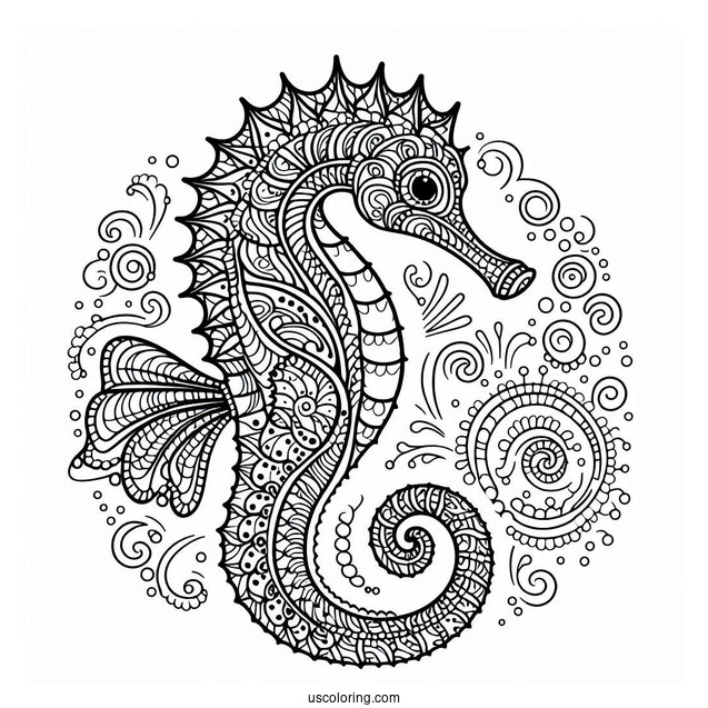 Mandala Seahorse To Color For Adults
