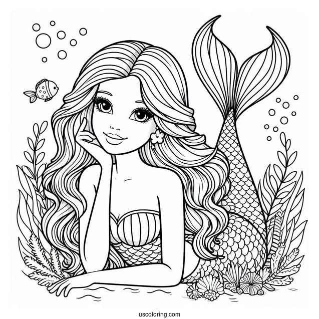 Barbie Mermaid Coloring Sheet For Kids