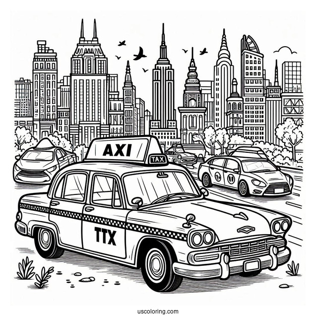 New York Coloring Page Of Taxi For Preschoolers
