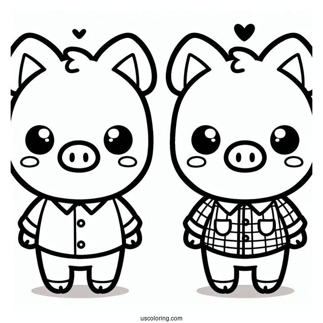 Simple Kawaii Pig Wearing A Shirt Coloring Sheet For Preschoolers