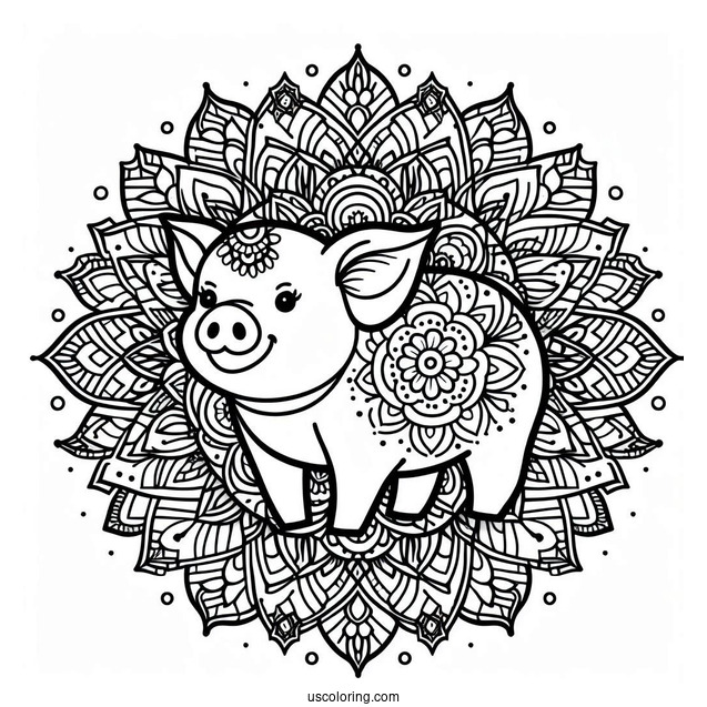 Mandala Pig Coloring Page