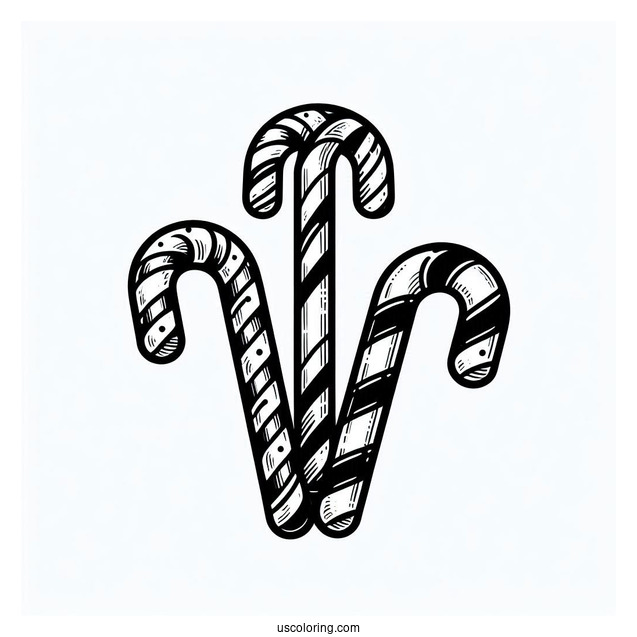 Three Candy Cane Sticks To Color