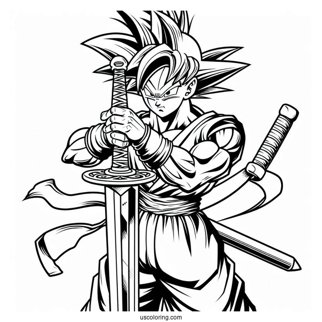 Trunks Holding Sword Coloring Sheet