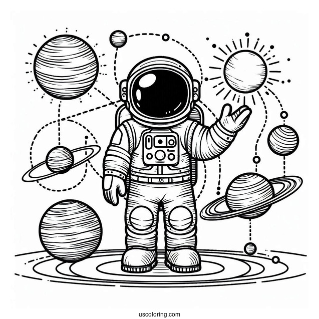 Astronaut Holding Planets In The Solar System_