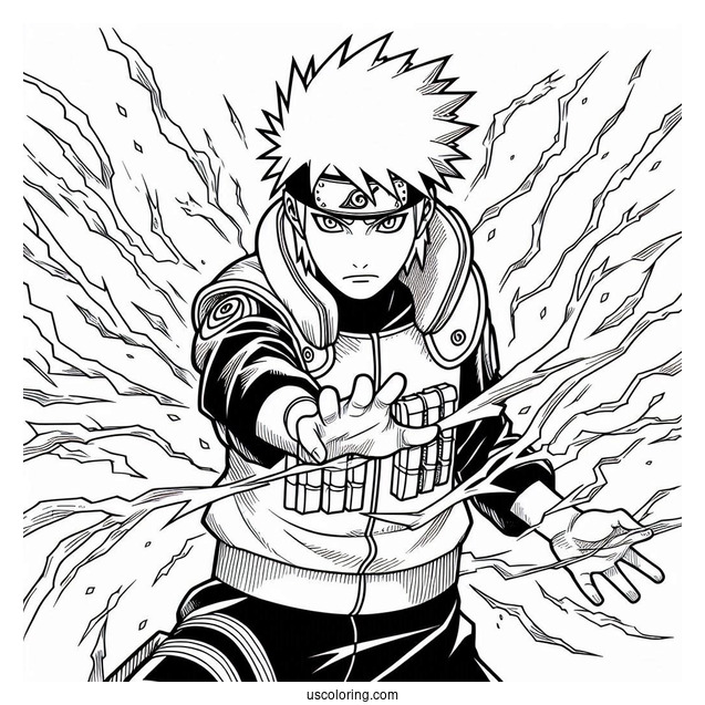 Hatake Kakashi Coloring Page Using Chidori In Battle