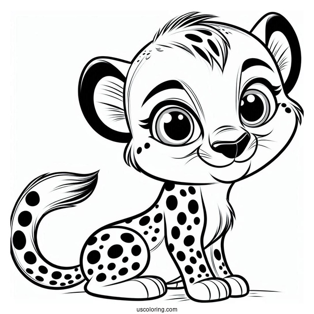 Cartoon Cheetah Coloring Page With Mischievous Grin
