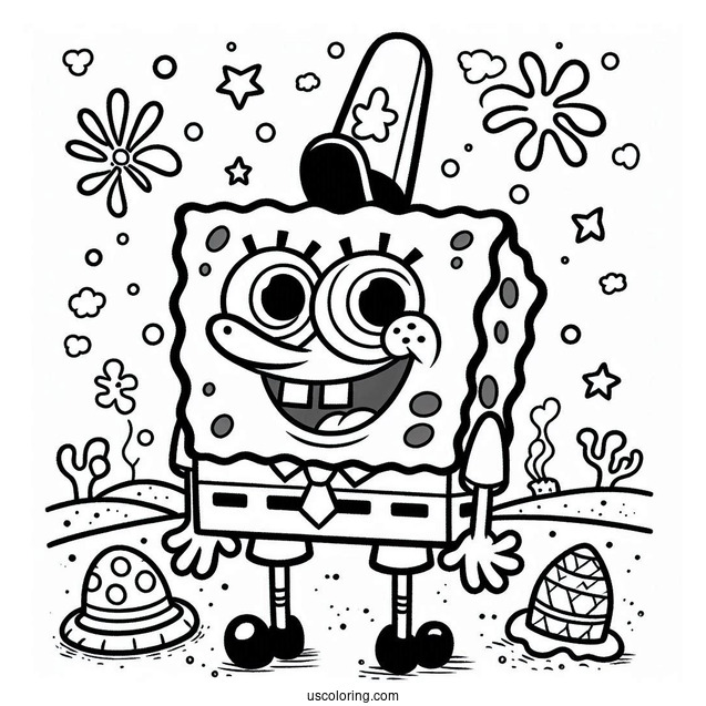 Nickelodeon Coloring Page Of Smiling SpongeBob For Preschoolers