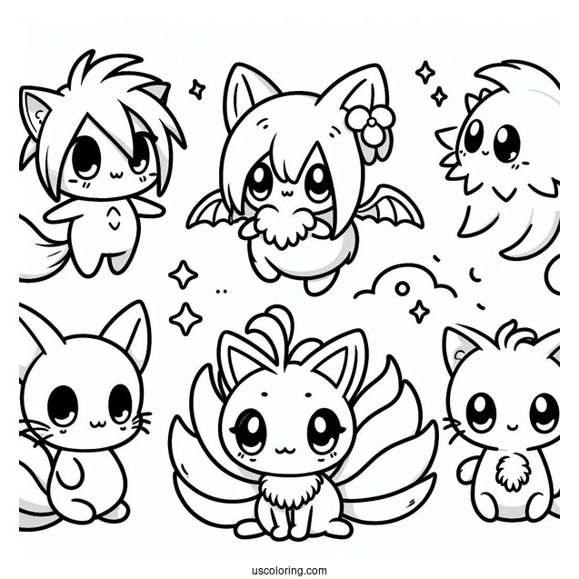 Kawaii Cartoon Tails Coloring Page For Kids