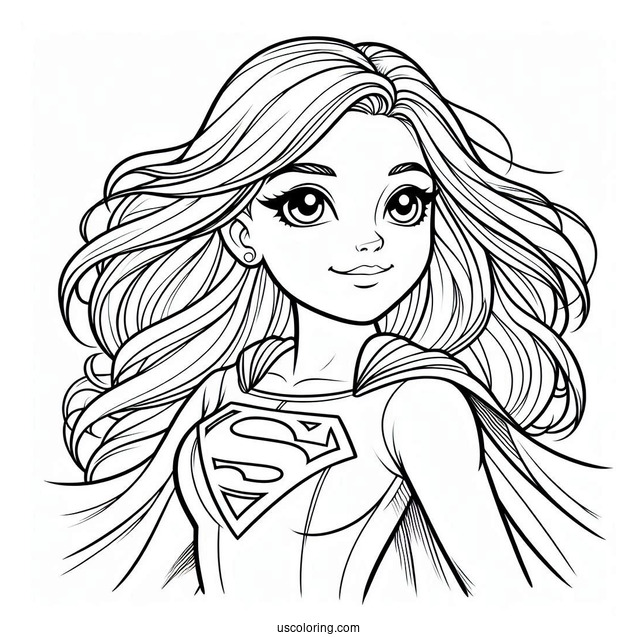 Easy Supergirl Coloring Page For Kids