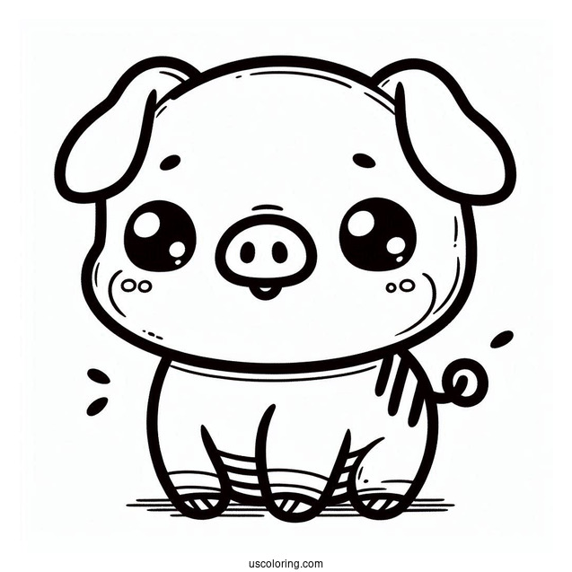 Cute Kawaii Pig Coloring Sheet