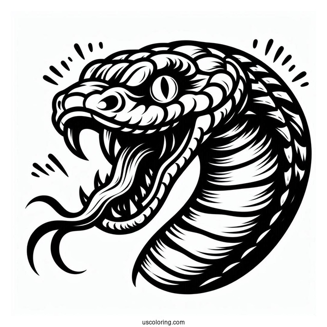 Fierce Looking Snake With Fangs And Tongue Out