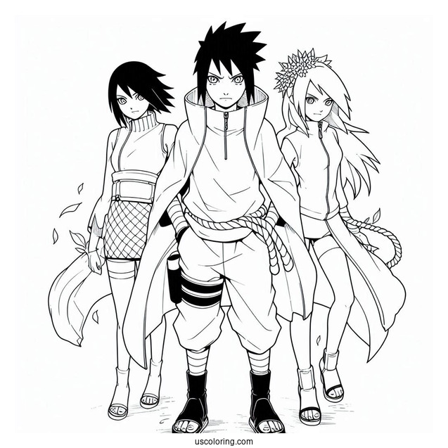 Sasuke Coloring Page With Sakura And Sarada In Boruto
