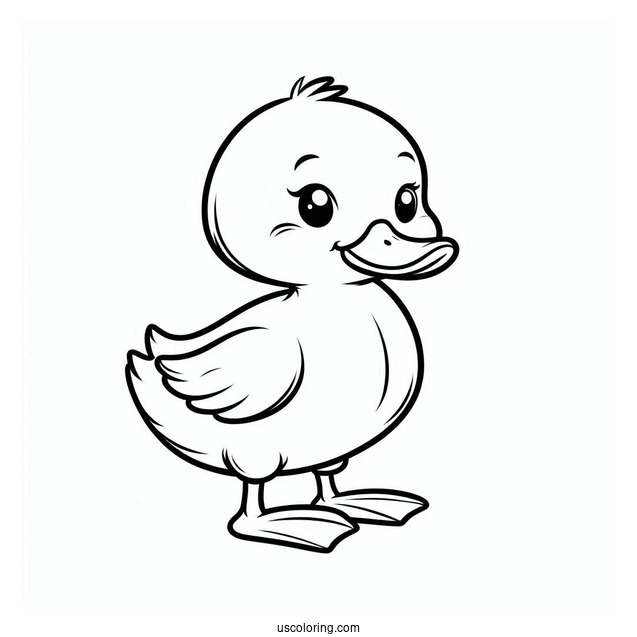 Simple Outline Of a Duckling To Color