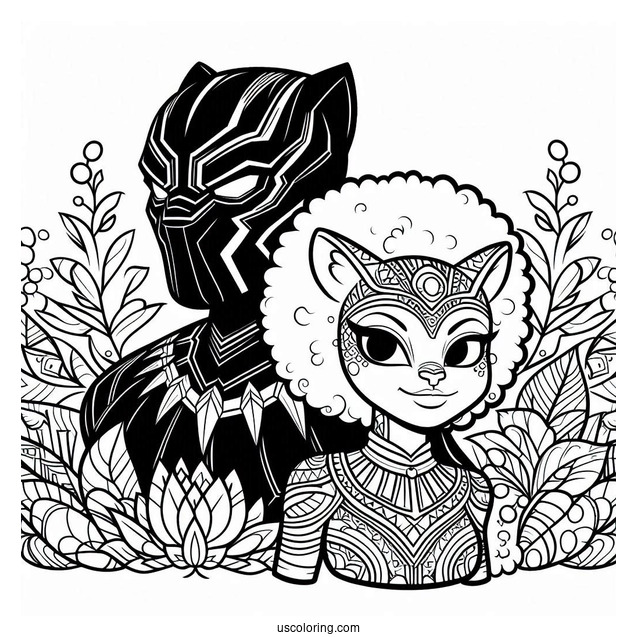 Black Panther And Shuri Coloring Page_