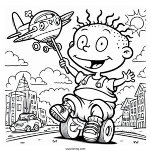 Rugrats Coloring Page Of Tommy Pickles With First In The Air For Preschoolers