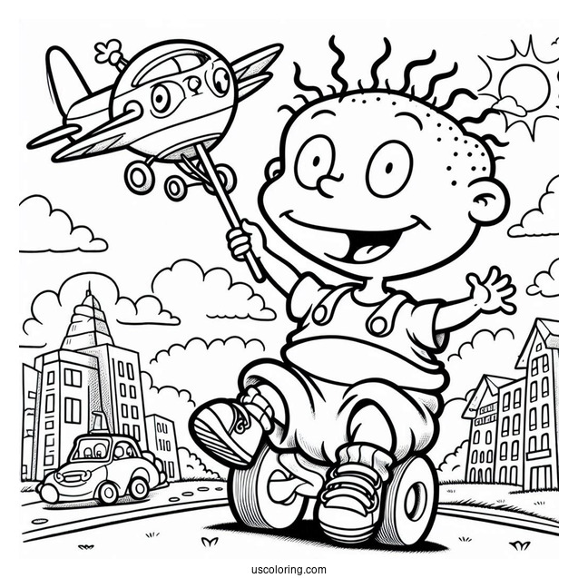 Rugrats Coloring Page Of Tommy Pickles With First In The Air For Preschoolers