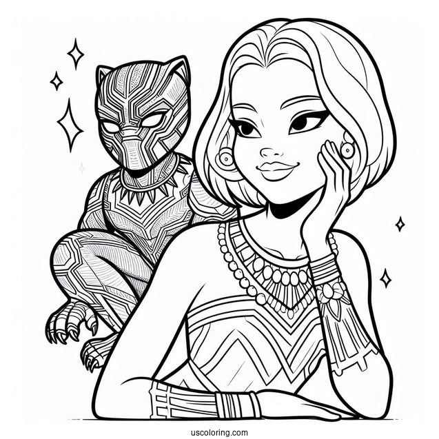 Shuri And Black Panther Coloring Sheet