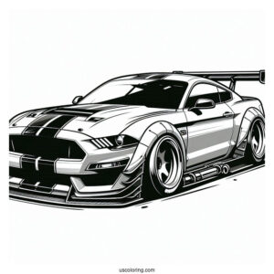 Ford Mustang Race Car With Big Spoiler To Color