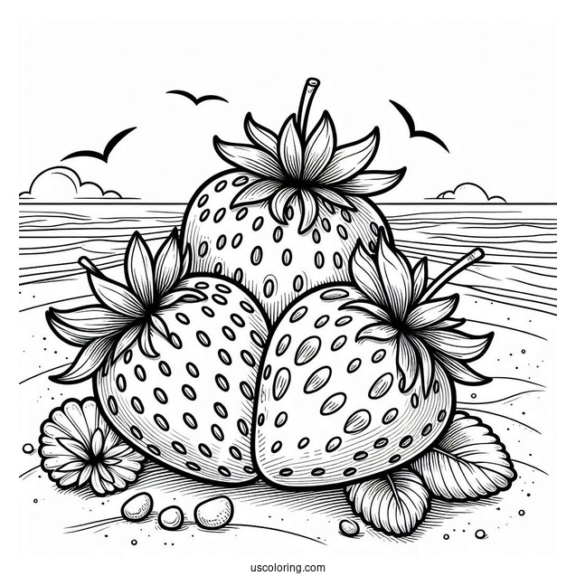 Three Strawberries On The Beach