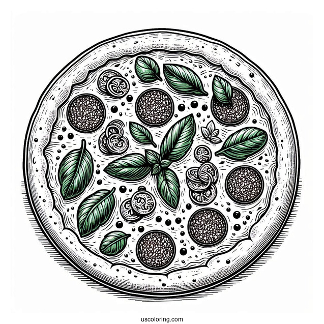 Wood Fired Pizza With Basil And Salami