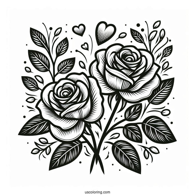 Two Roses With a Love Heart