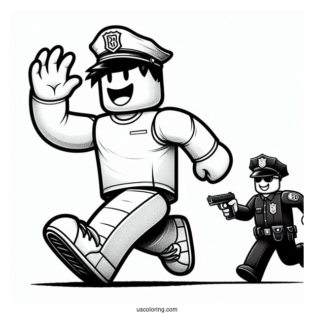 Roblox Man Running From Police Coloring Page