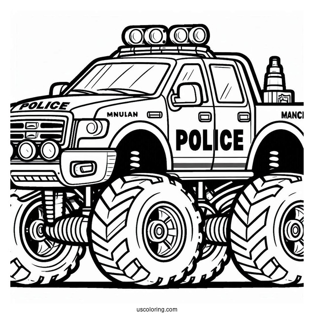 Police Monster Truck Coloring Page For Kids