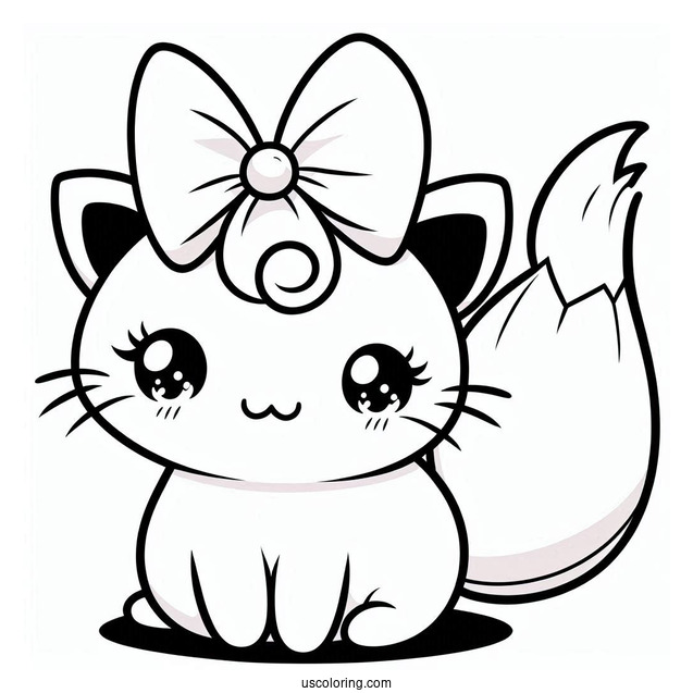 Simple Pochacco Coloring Page With Bow On Tail For Preschoolers