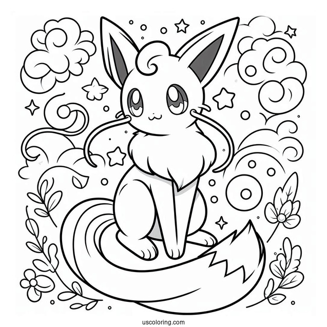 Easy Mega Mew Coloring Page